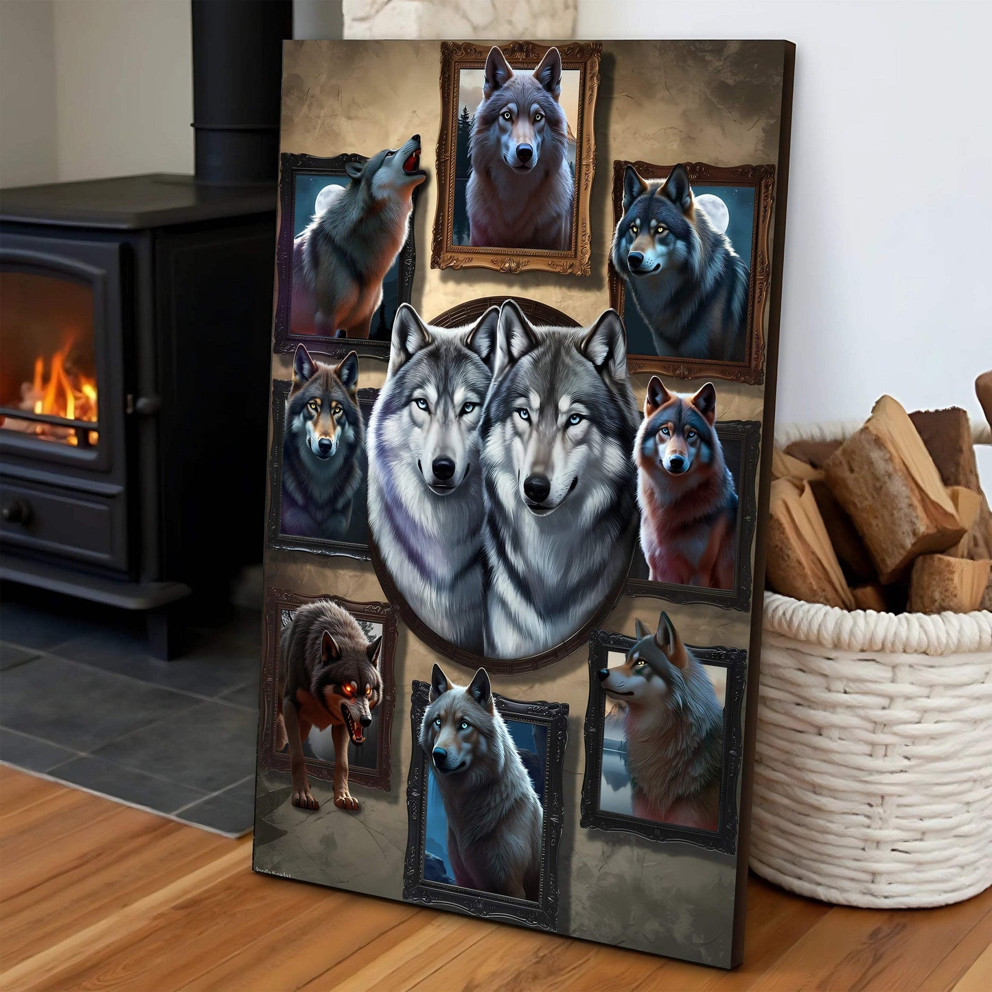 3D Wolf Collage Wall Art - Tailored Canvases - Flyclothing LLC