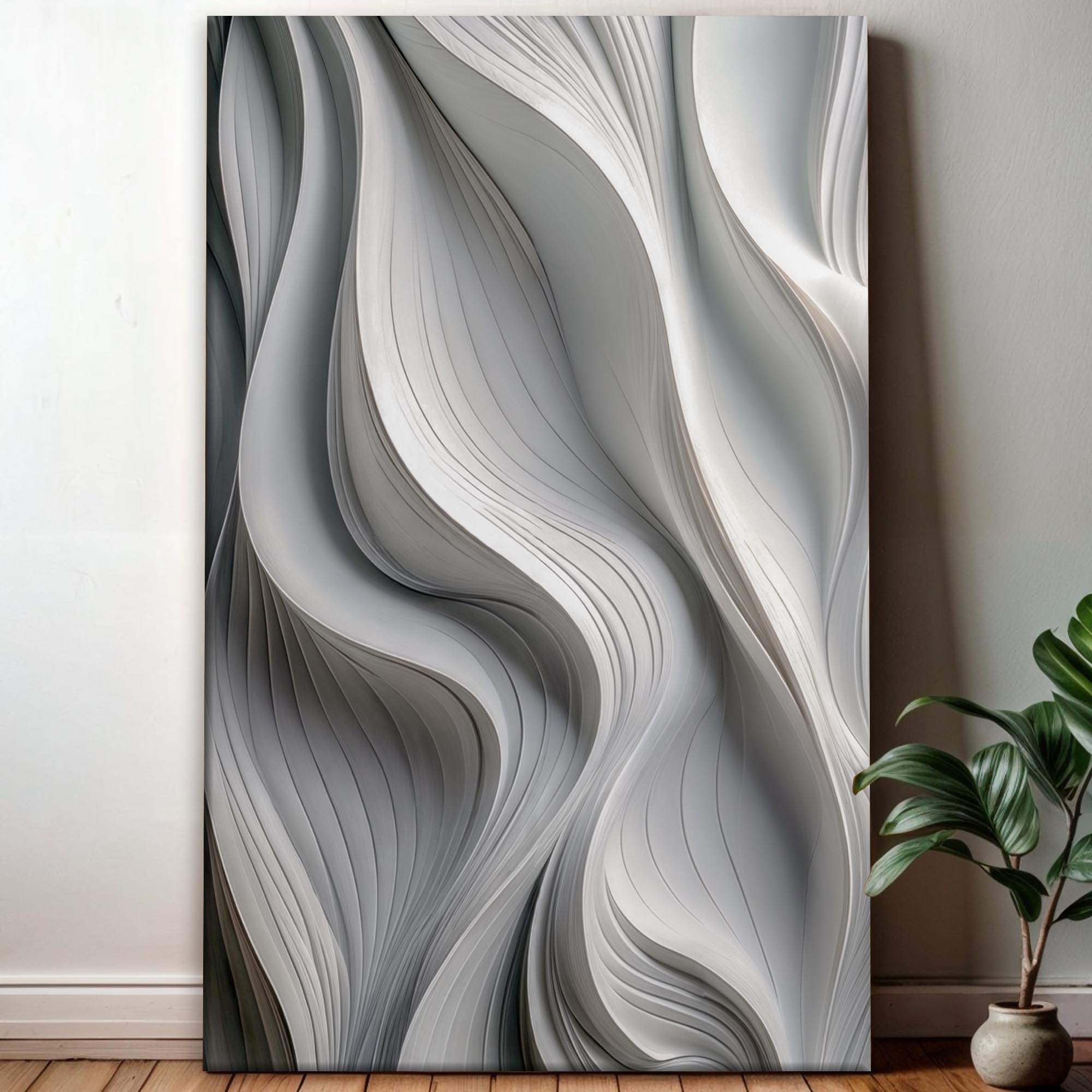 Modern Monochrome Waves Abstract Wall Art - Tailored Canvases - Flyclothing LLC