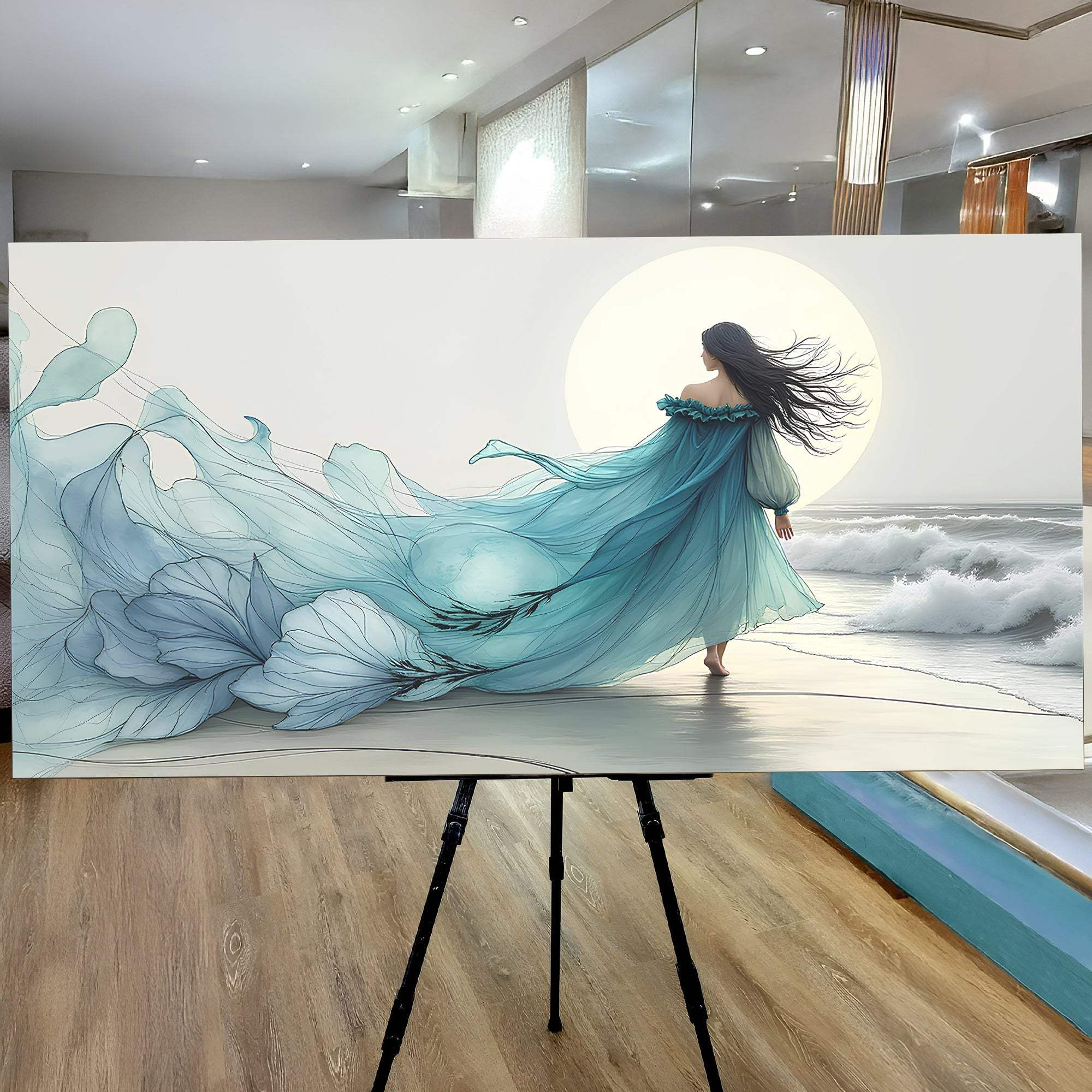 Swirling Winds by the Ocean Abstract Wall Art - Tailored Canvases - Flyclothing LLC