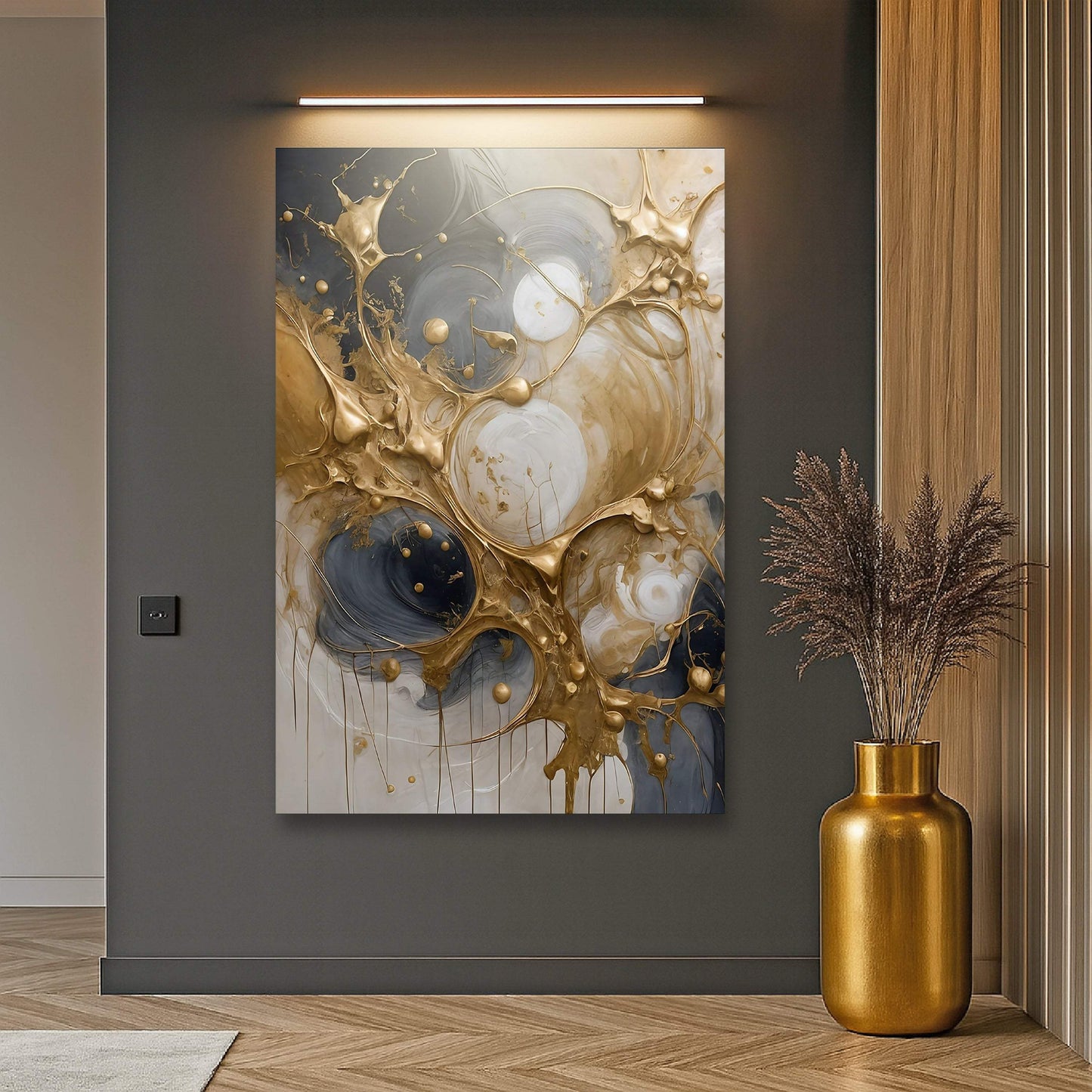 Black and Gold Splash Wall Art - Tailored Canvases - Flyclothing LLC