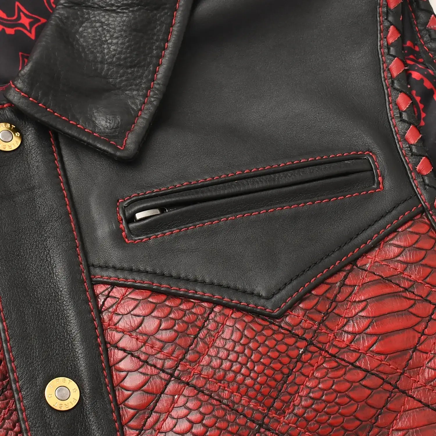 Kingsnake Men’s Motorcycle Leather Vest - First Manufacturing Company - Flyclothing LLC