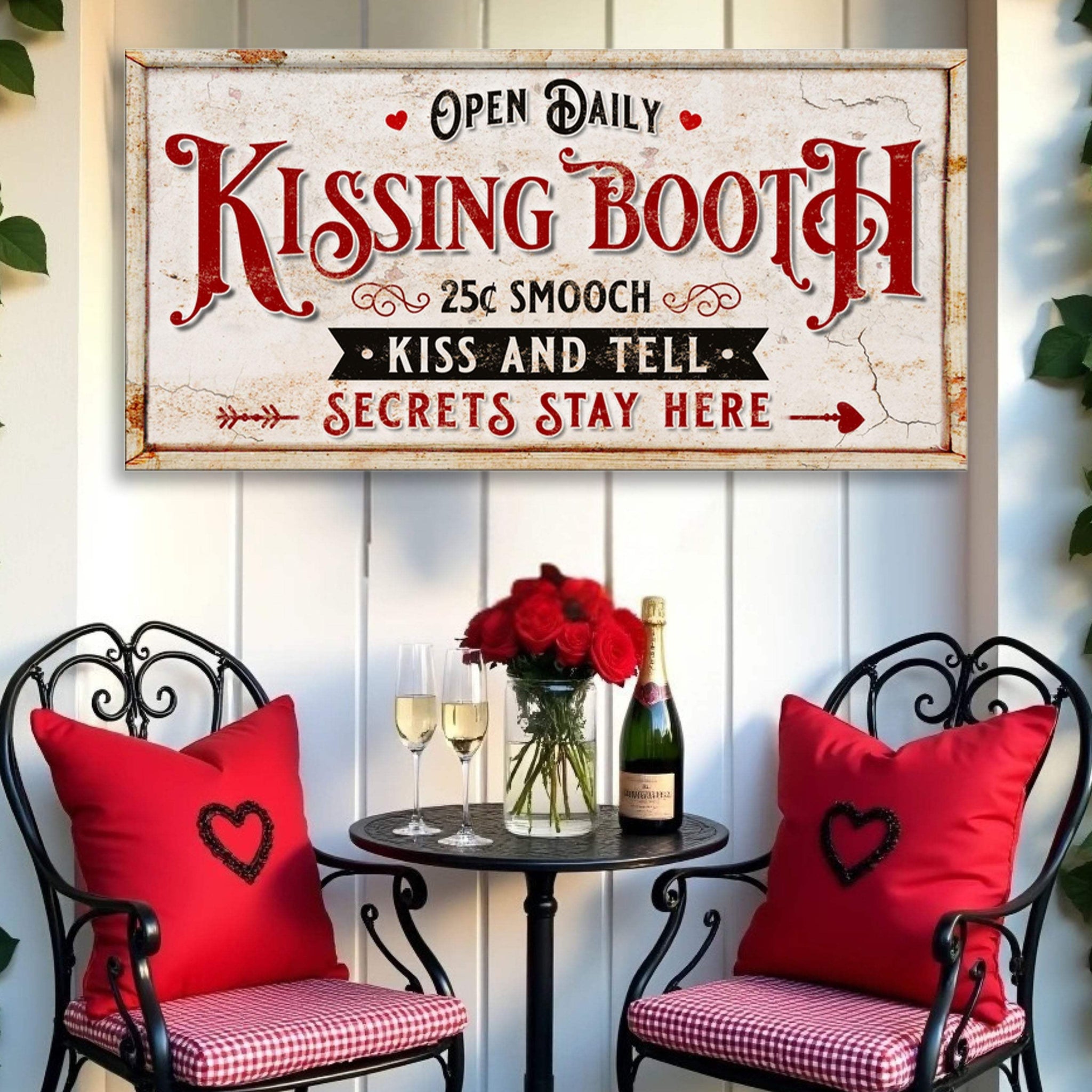 Vintage Rustic Kissing Booth Sign IV - Tailored Canvases - Flyclothing LLC