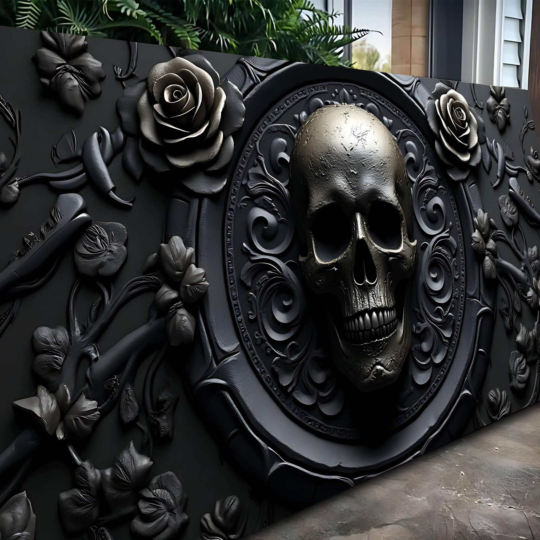 3D Rose and Skull Wall Art VI - Tailored Canvases - Flyclothing LLC