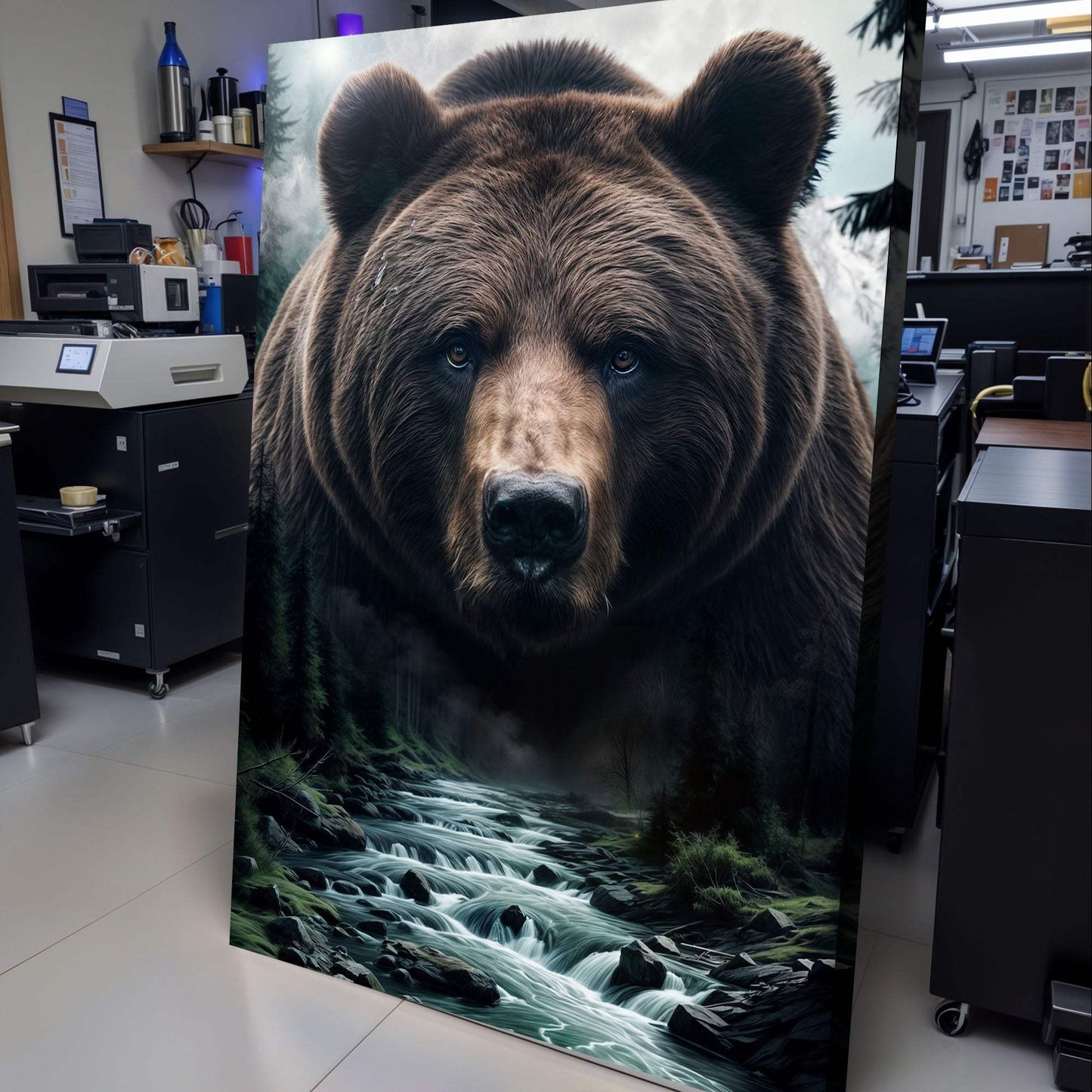 Grizzly Bear Double Exposure Wall Art - Tailored Canvases - Flyclothing LLC