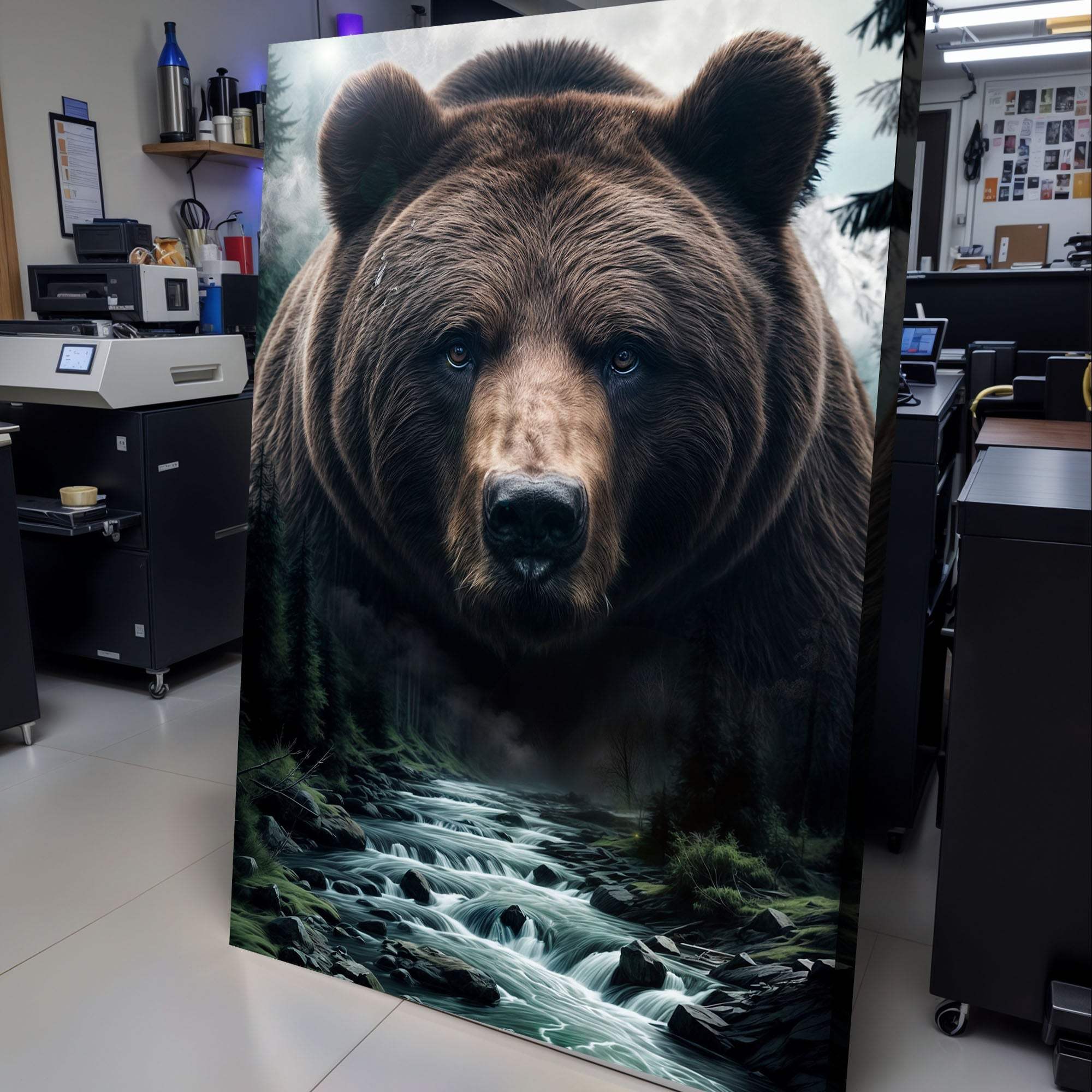 Grizzly Bear Double Exposure Wall Art - Tailored Canvases - Flyclothing LLC