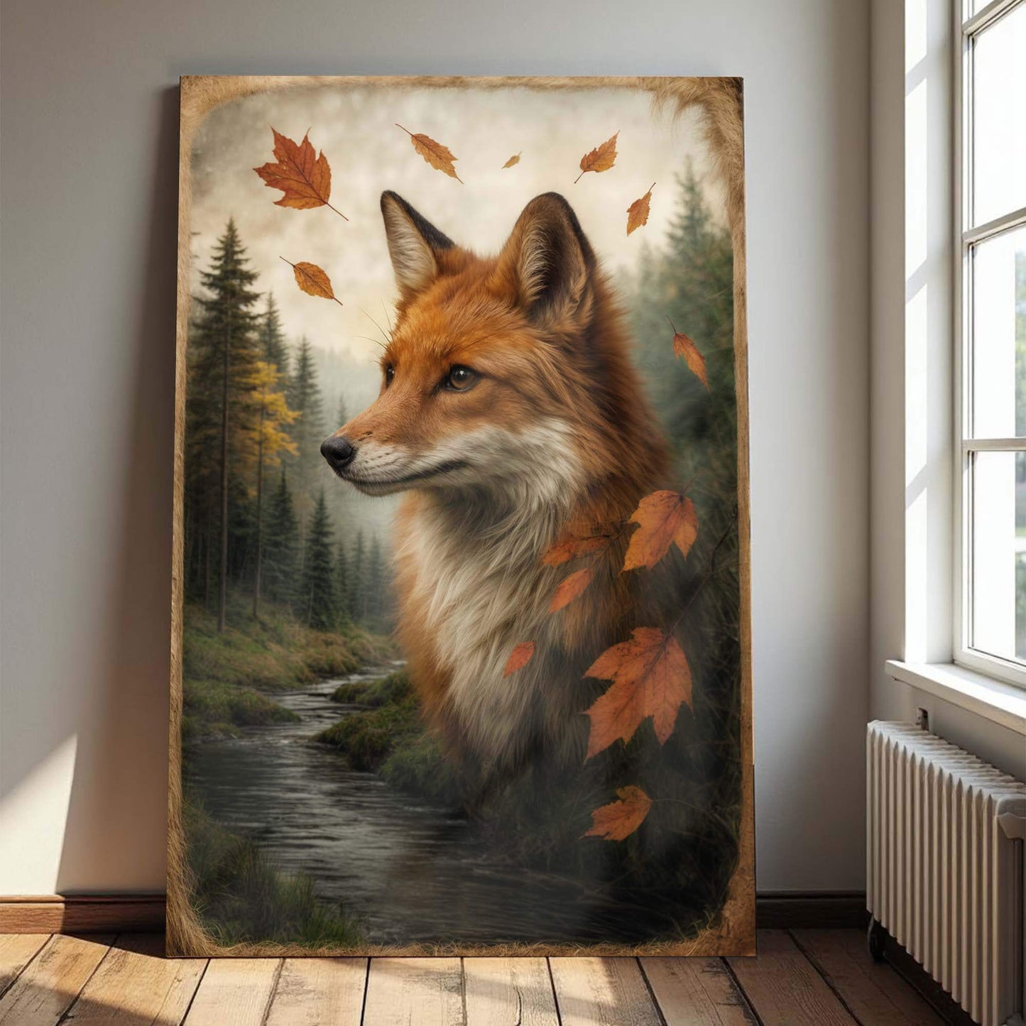 Autumn Fox Double Exposure Wall Art - Tailored Canvases - Flyclothing LLC