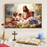 Jesus With Children Faith Wall Art V - Tailored Canvases - Flyclothing LLC