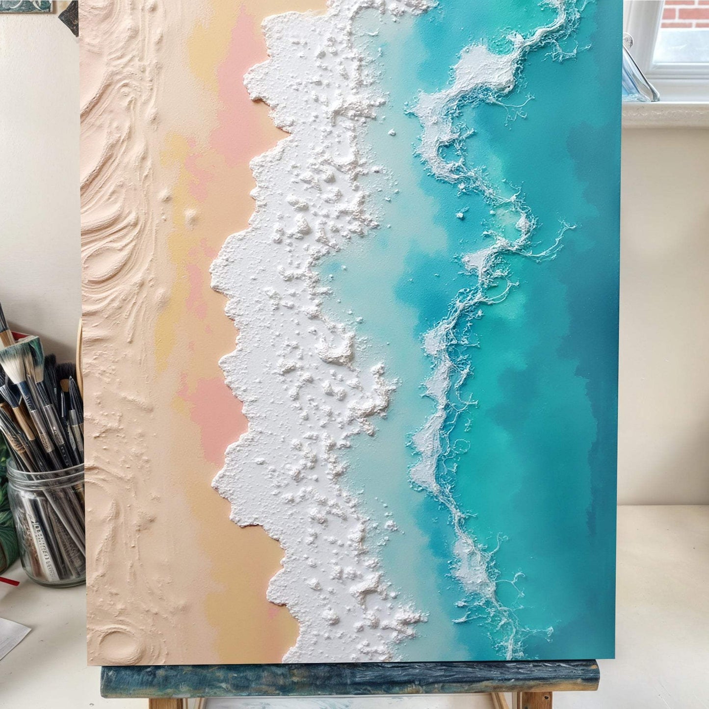 3D Minimalist Pink and Blue Ocean Wall Art - Tailored Canvases - Flyclothing LLC