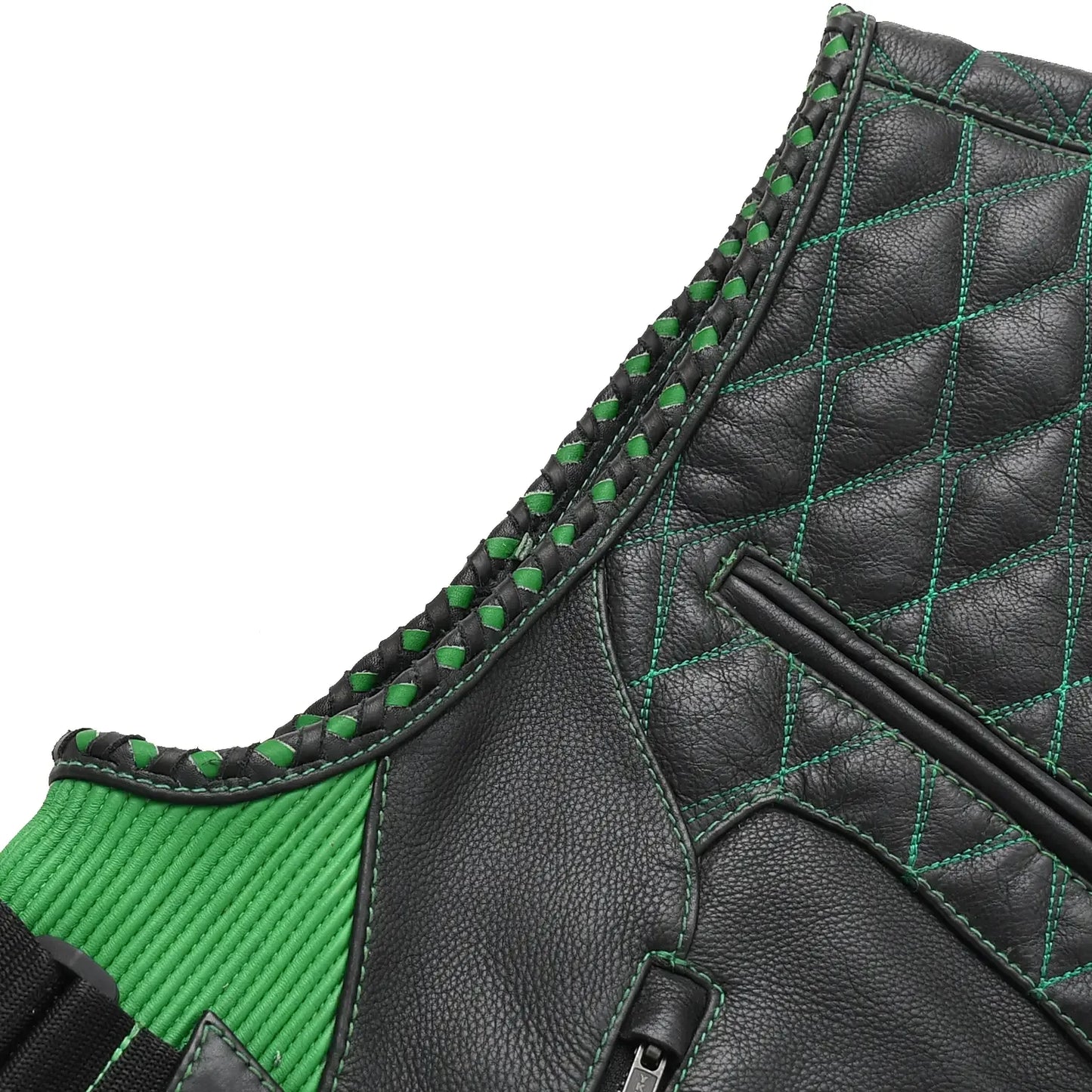 Tactical Emerald Men’s Motorcycle Leather Vest - First Manufacturing Company - Flyclothing LLC