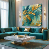 Abstract Gold And Blue Frosty Wall Art - Tailored Canvases - Flyclothing LLC