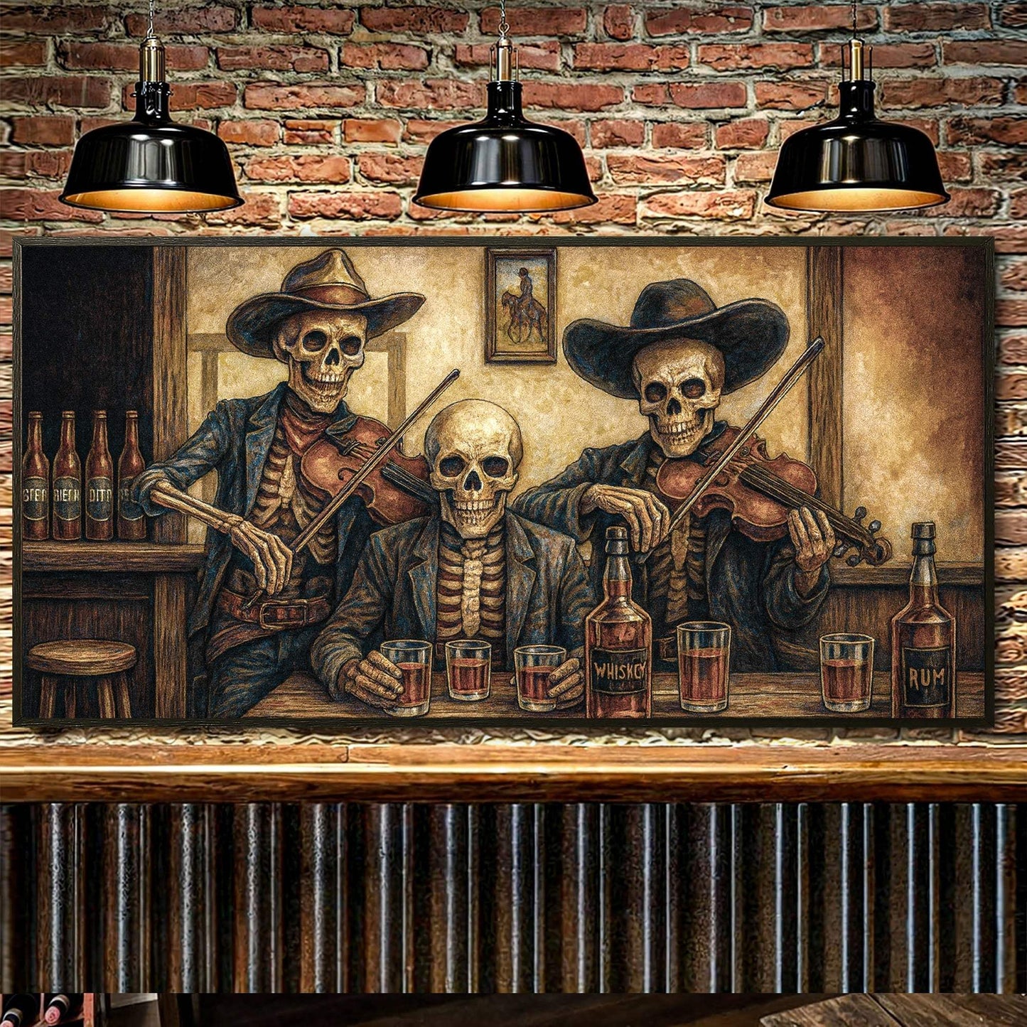 Cowboy Skeletons Western Bar Wall Art - Tailored Canvases - Flyclothing LLC