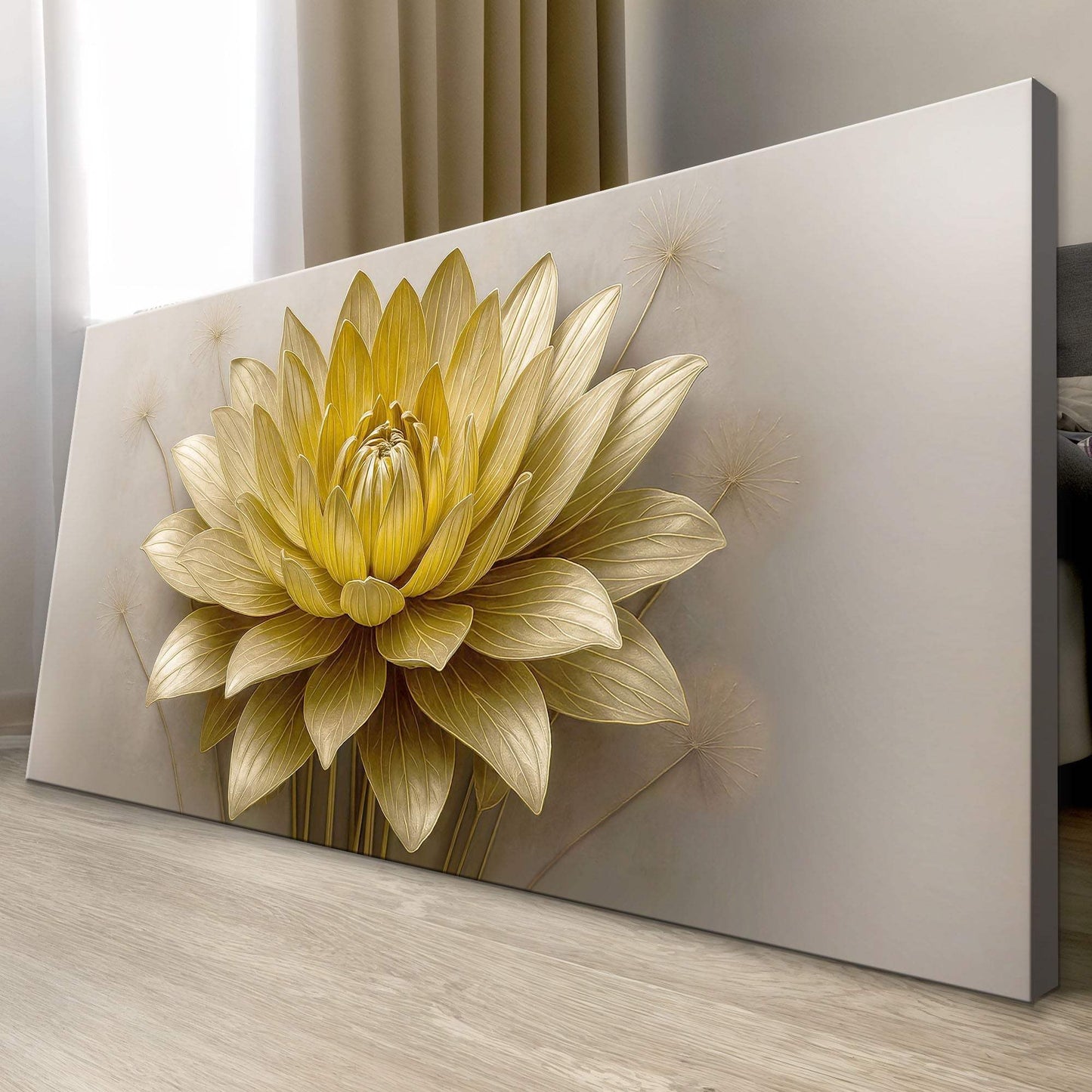 Golden Lotus Minimalist Abstract Wall Art III - Tailored Canvases - Flyclothing LLC
