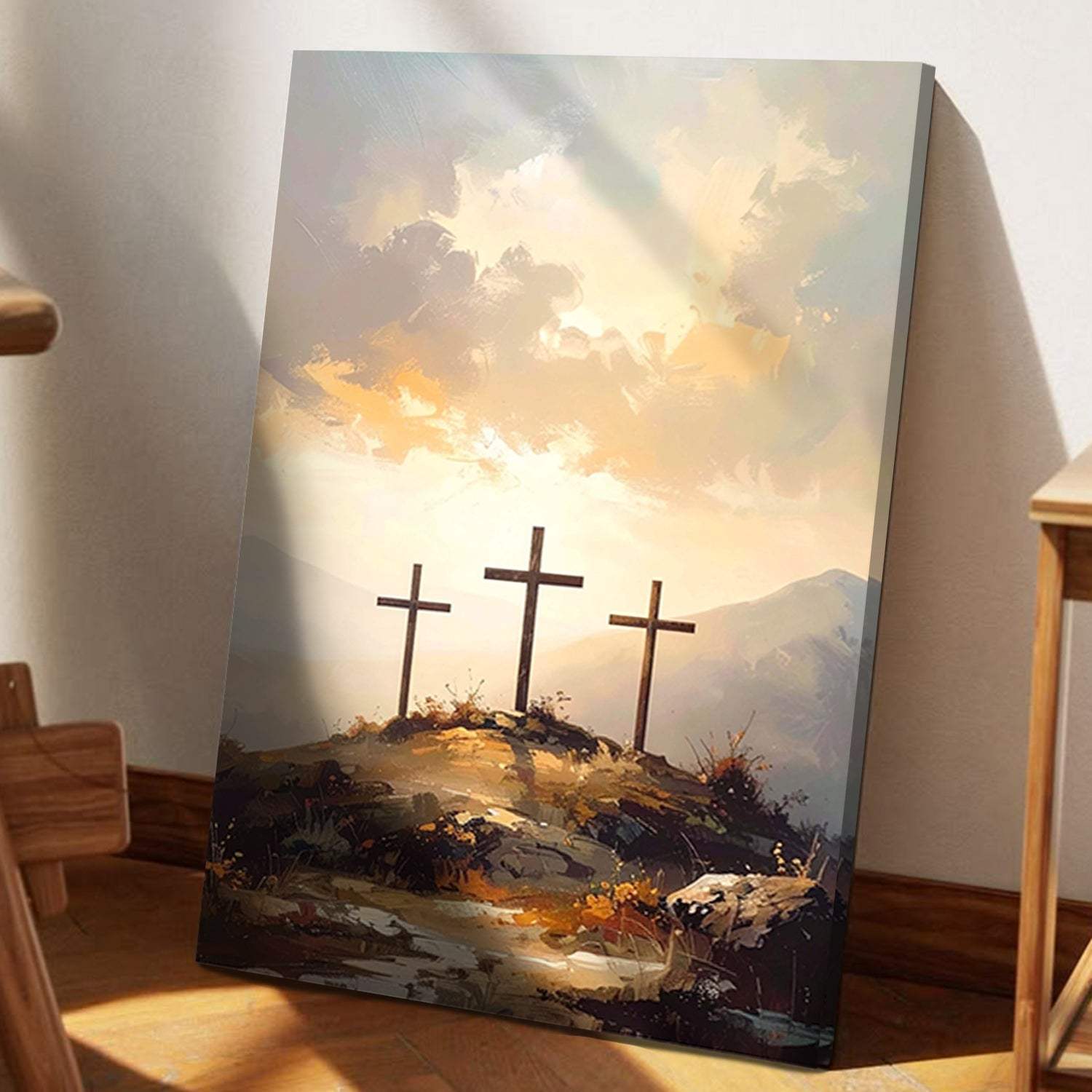 Three Crosses on Calvary Faith Wall Art - Tailored Canvases - Flyclothing LLC