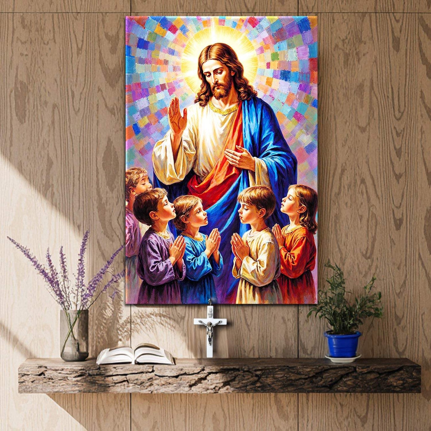 Jesus Praying With Kids Faith Wall Art - Tailored Canvases - Flyclothing LLC