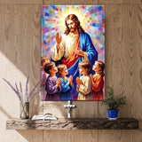 Jesus Praying With Kids Faith Wall Art - Tailored Canvases - Flyclothing LLC