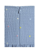 Zadie Cotton Denim Drop Waist Embroidery Flower Midi Dress - Miss Circle - Flyclothing LLC