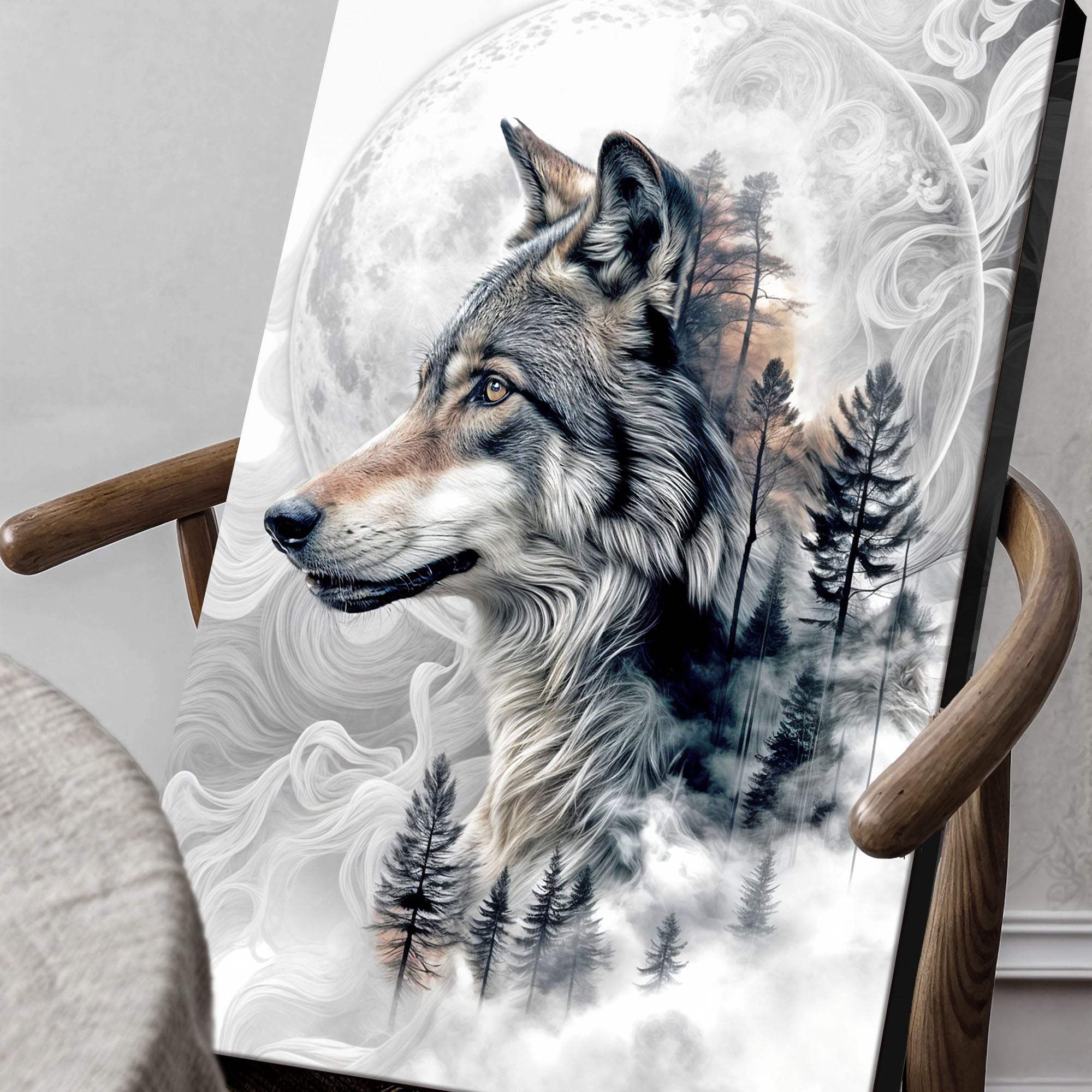 Wolf Double Exposure Wall Art - Tailored Canvases - Flyclothing LLC