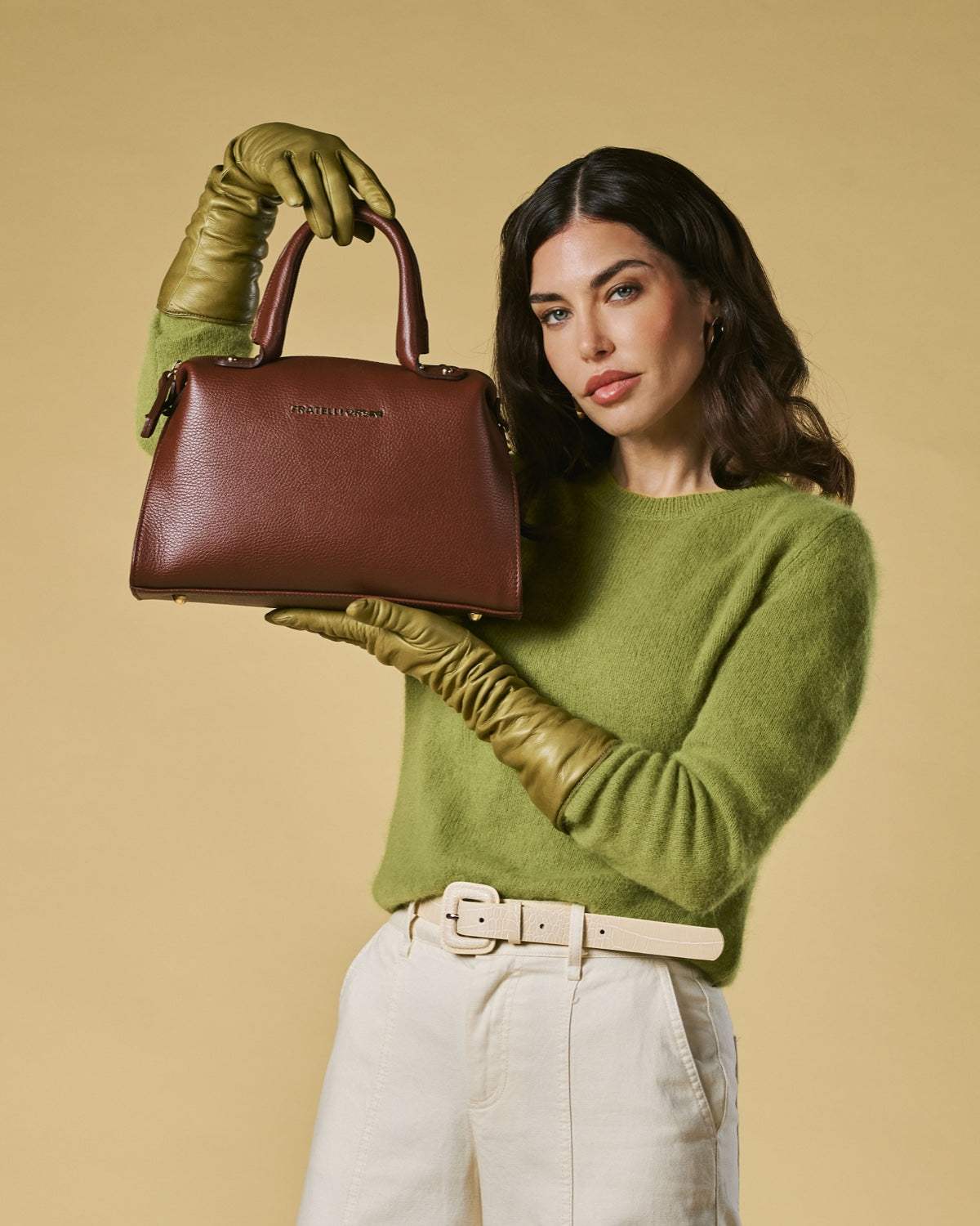 Zita (brown) - Italian calf leather women's handbag (with shoulder strap) - Leather Gloves Online - Flyclothing LLC