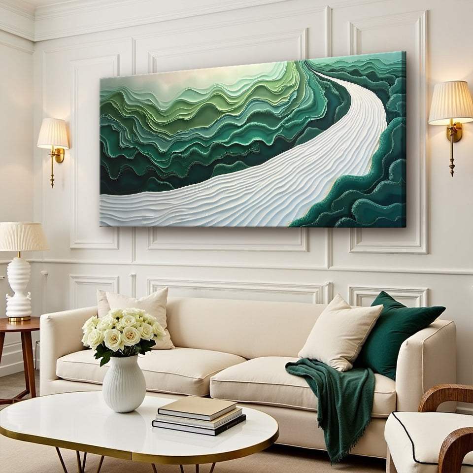 Green Rivers Abstract Wall Art III - Tailored Canvases - Flyclothing LLC