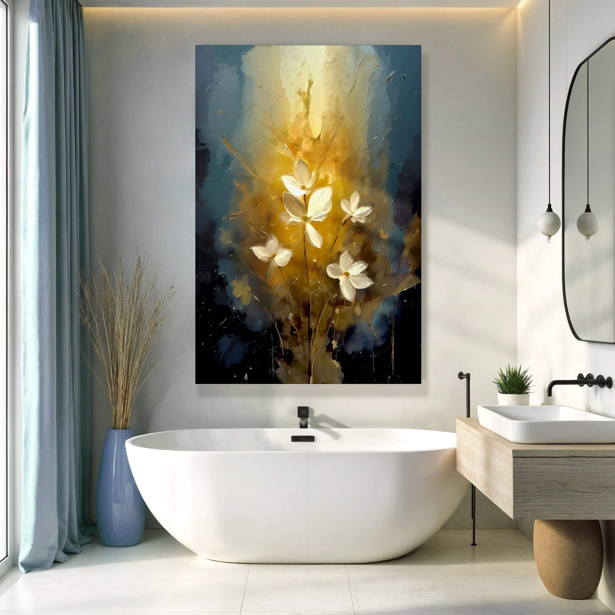 Golden Glow Elegant Flower Wall Art - Tailored Canvases - Flyclothing LLC