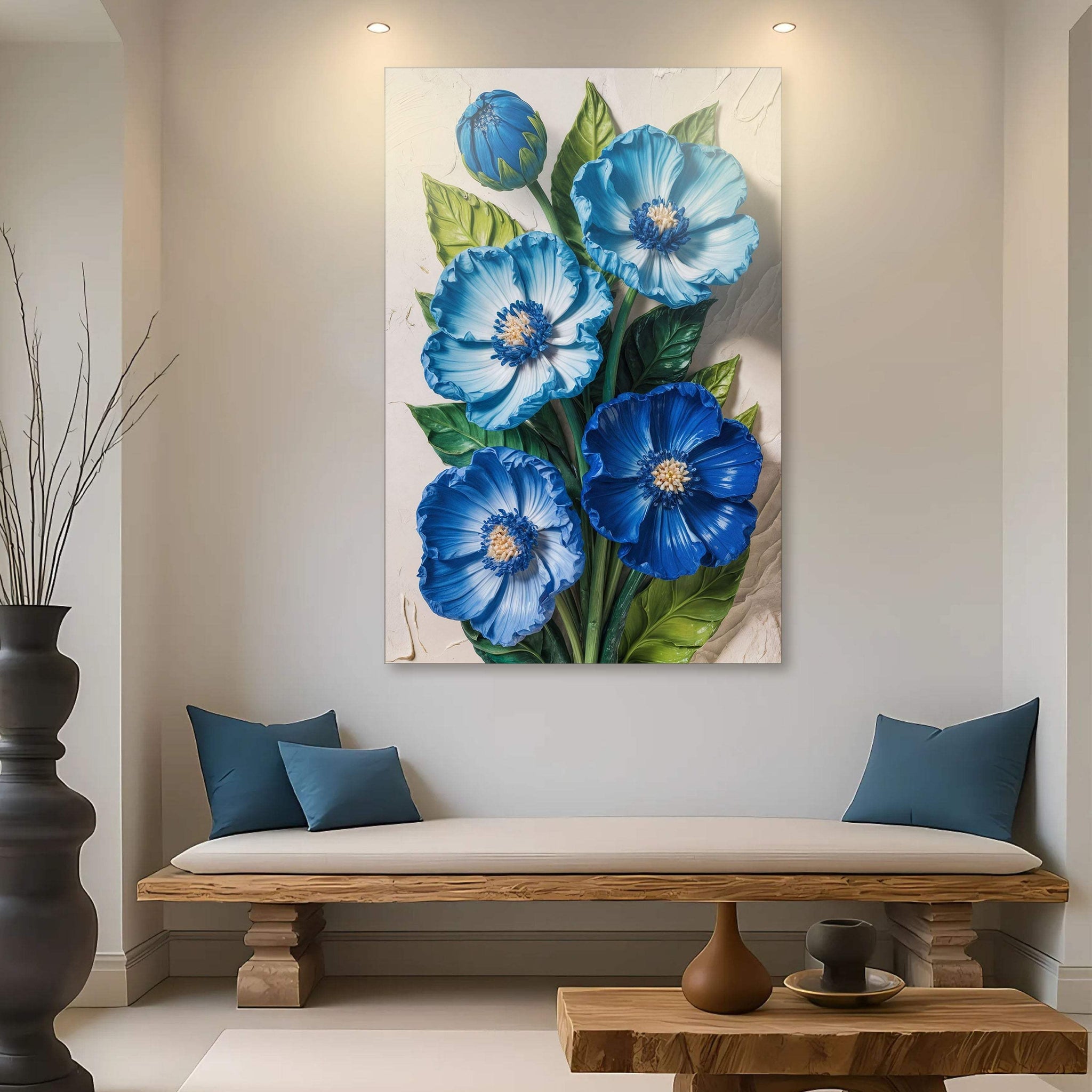 Blue Blossom Bouquet Wall Art - Tailored Canvases - Flyclothing LLC