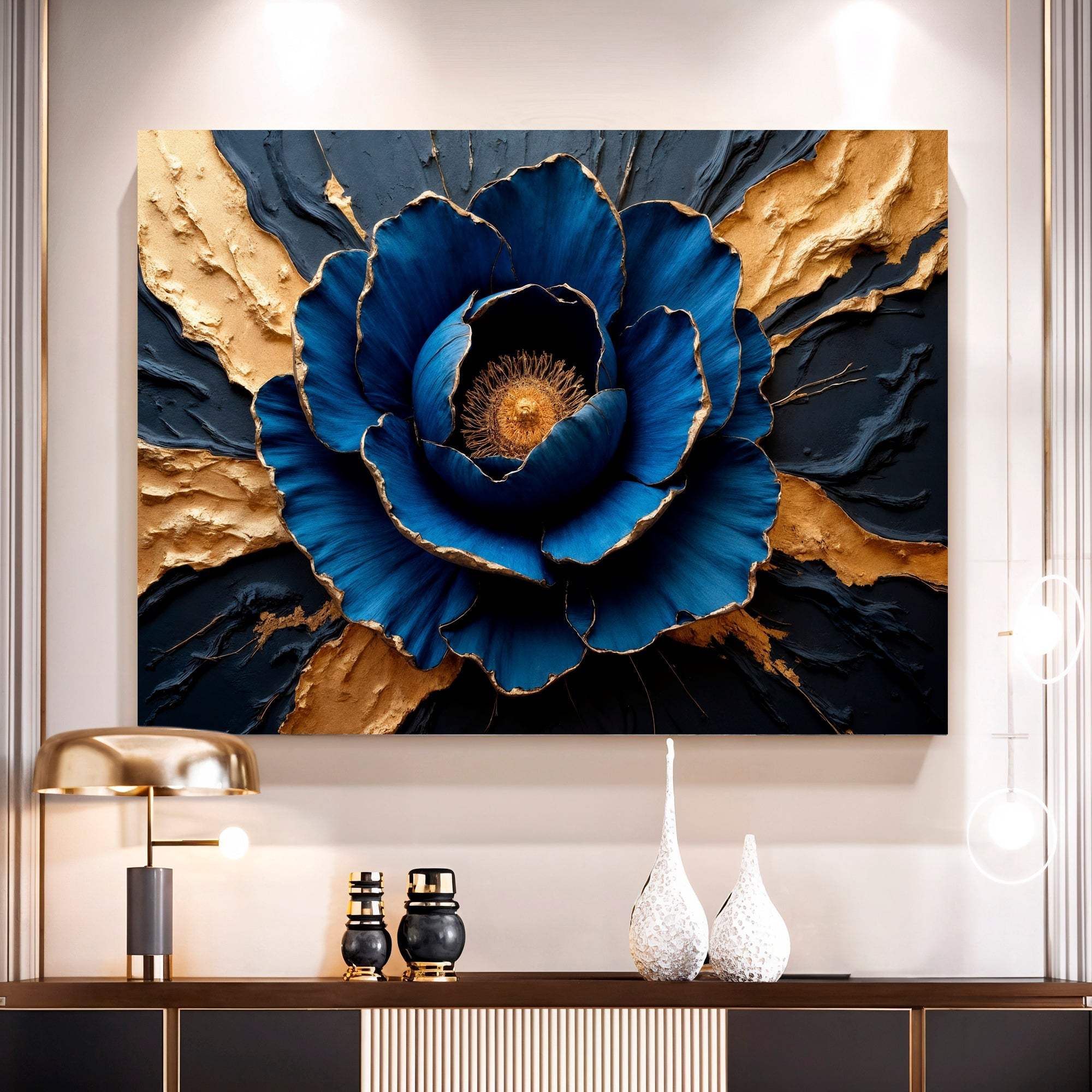 Sapphire Bloom Wall Art - Tailored Canvases - Flyclothing LLC