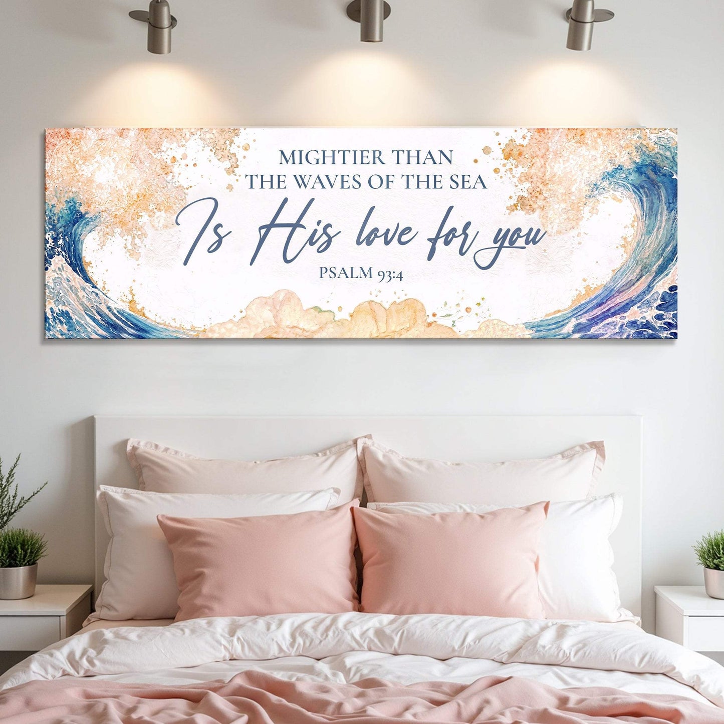 Mightier Than the Waves of the Sea Psalm 93:4 Faith Sign IV - Tailored Canvases - Flyclothing LLC