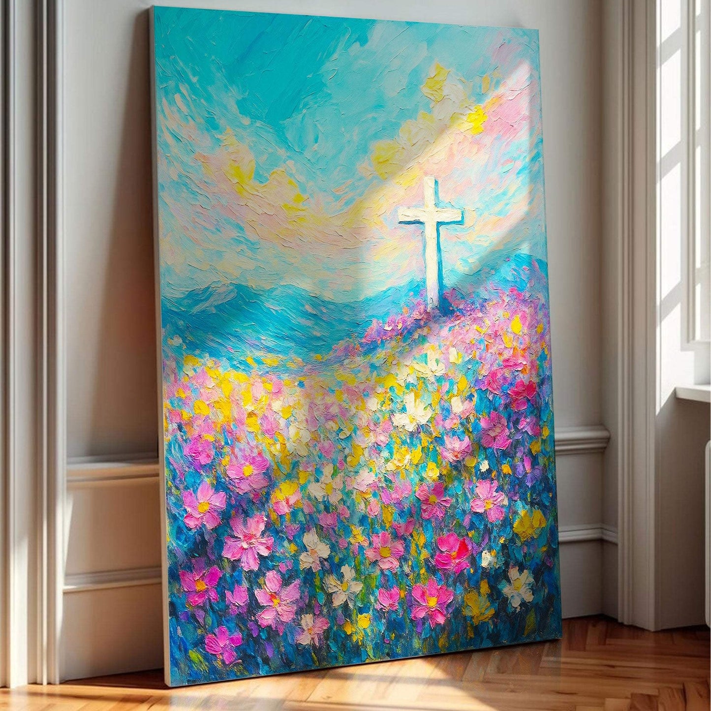 Cross Floral Field Faith Wall Art III - Tailored Canvases - Flyclothing LLC