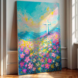Cross Floral Field Faith Wall Art III - Tailored Canvases - Flyclothing LLC