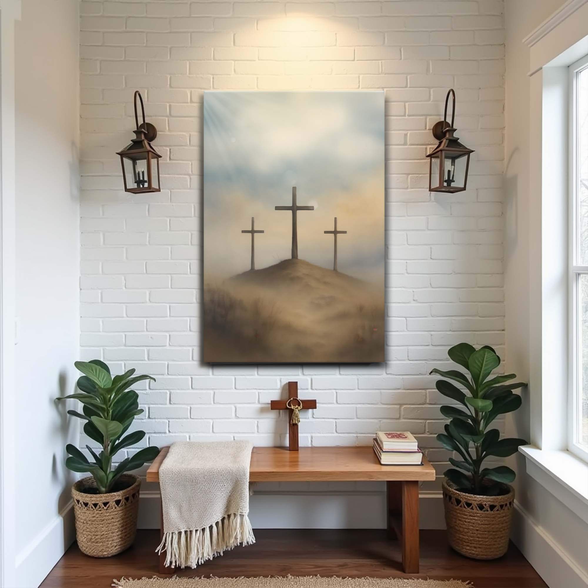 Three Crosses on Calvary Faith Wall Art II - Tailored Canvases - Flyclothing LLC