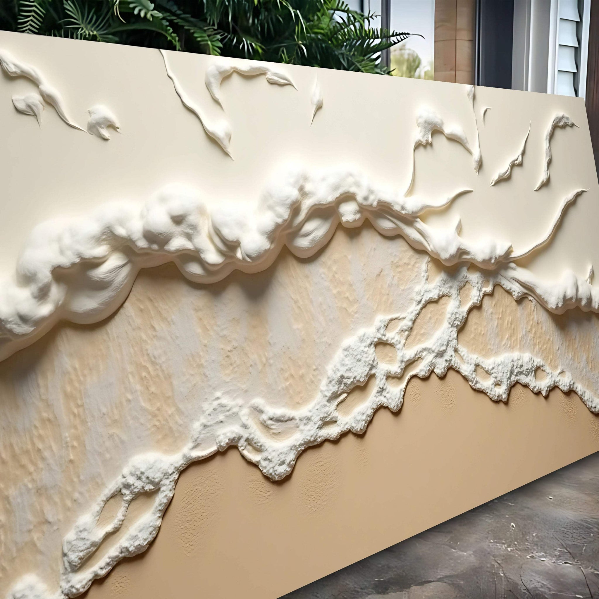 Beige Abstract Ocean Waves Wall Art - Tailored Canvases - Flyclothing LLC