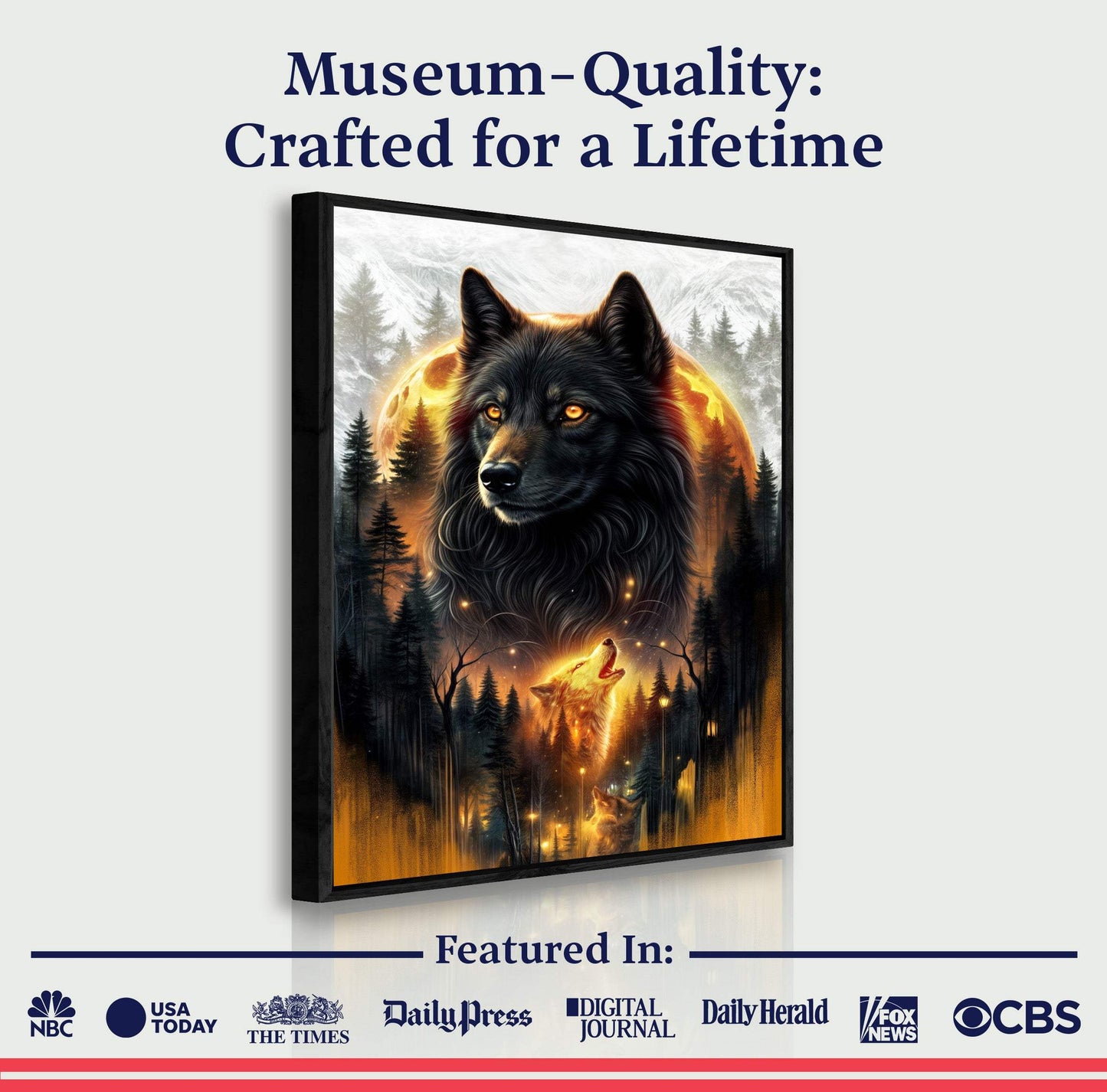 Eclipse of the Alpha Wolf Wall Art - Tailored Canvases - Flyclothing LLC