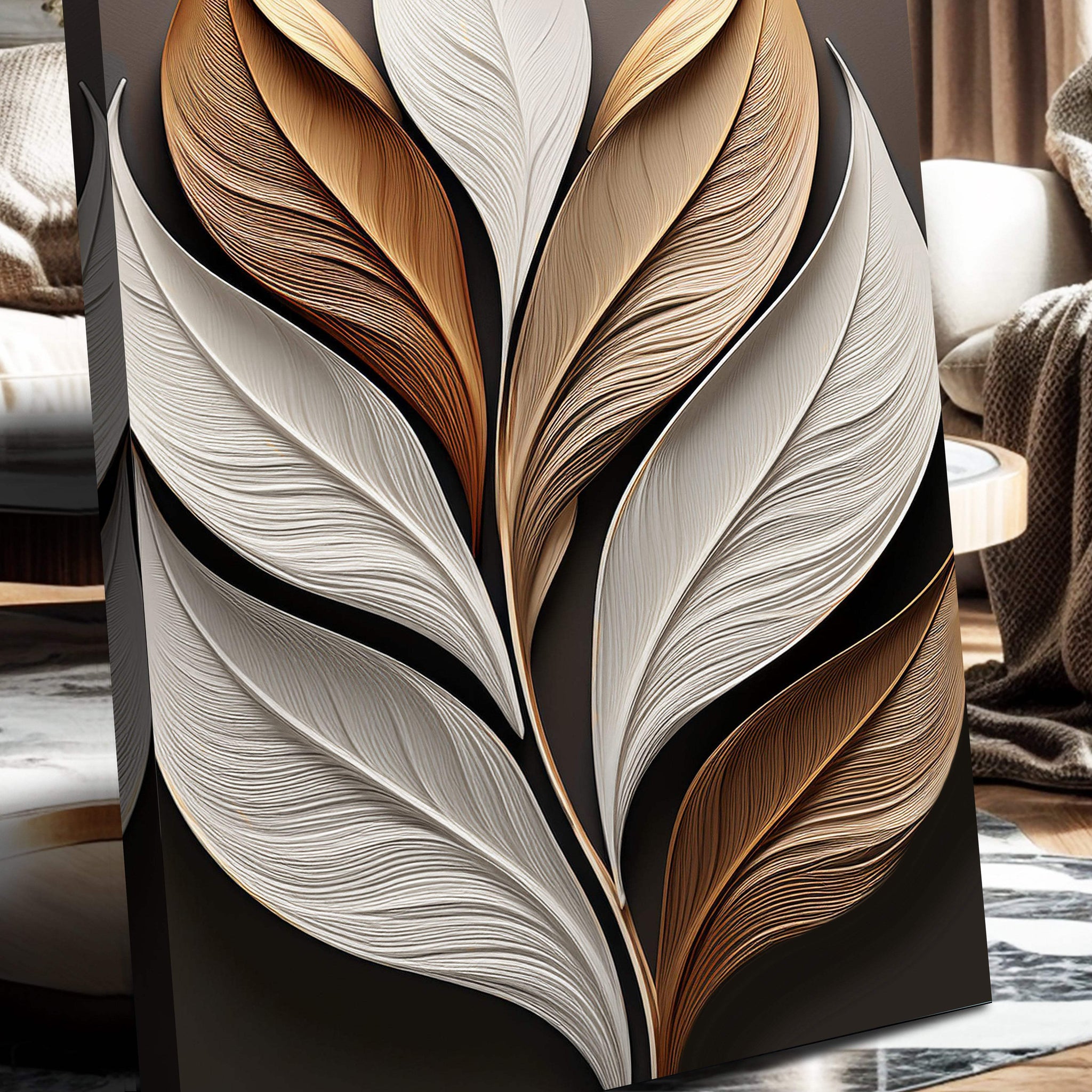 Elegant 3D Leaf Wall Art - Tailored Canvases - Flyclothing LLC