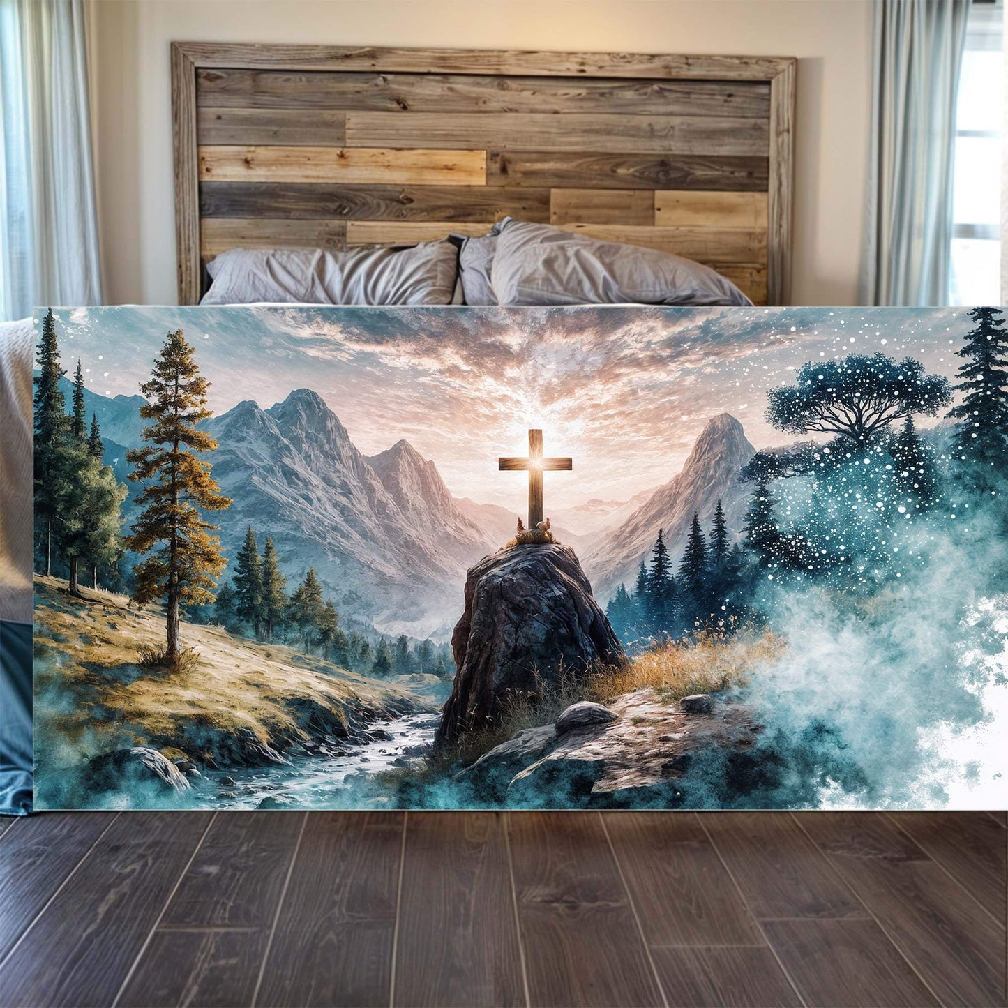 Cross On A Hill Faith Wall Art - Tailored Canvases - Flyclothing LLC