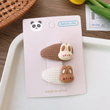 Cartoon Rabbit, Floral, And Star Hair Clip: Small Fabric And Plush Hair Accessory Set