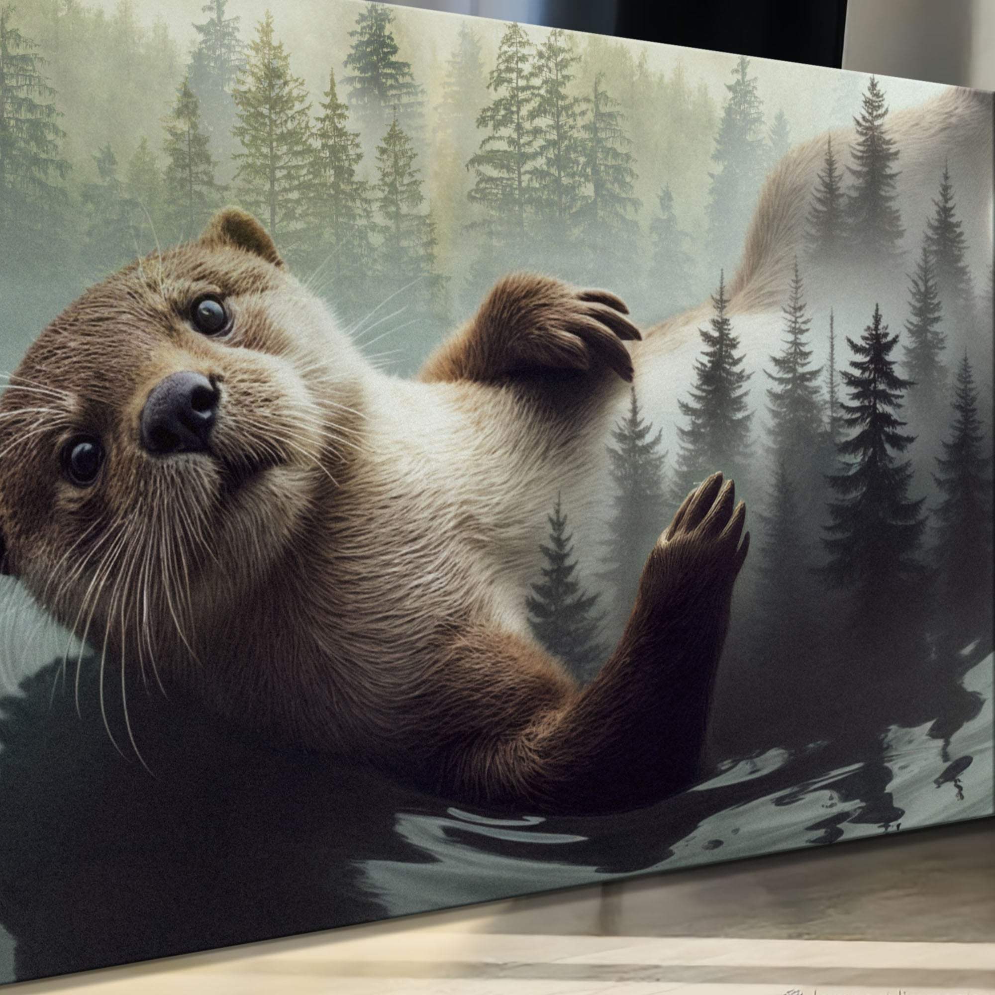Otter Double Exposure Wall Art - Tailored Canvases - Flyclothing LLC