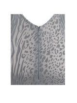 Waylynn Gray Animal Print Burnout Velvet Detail Mesh Backless Maxi Dress