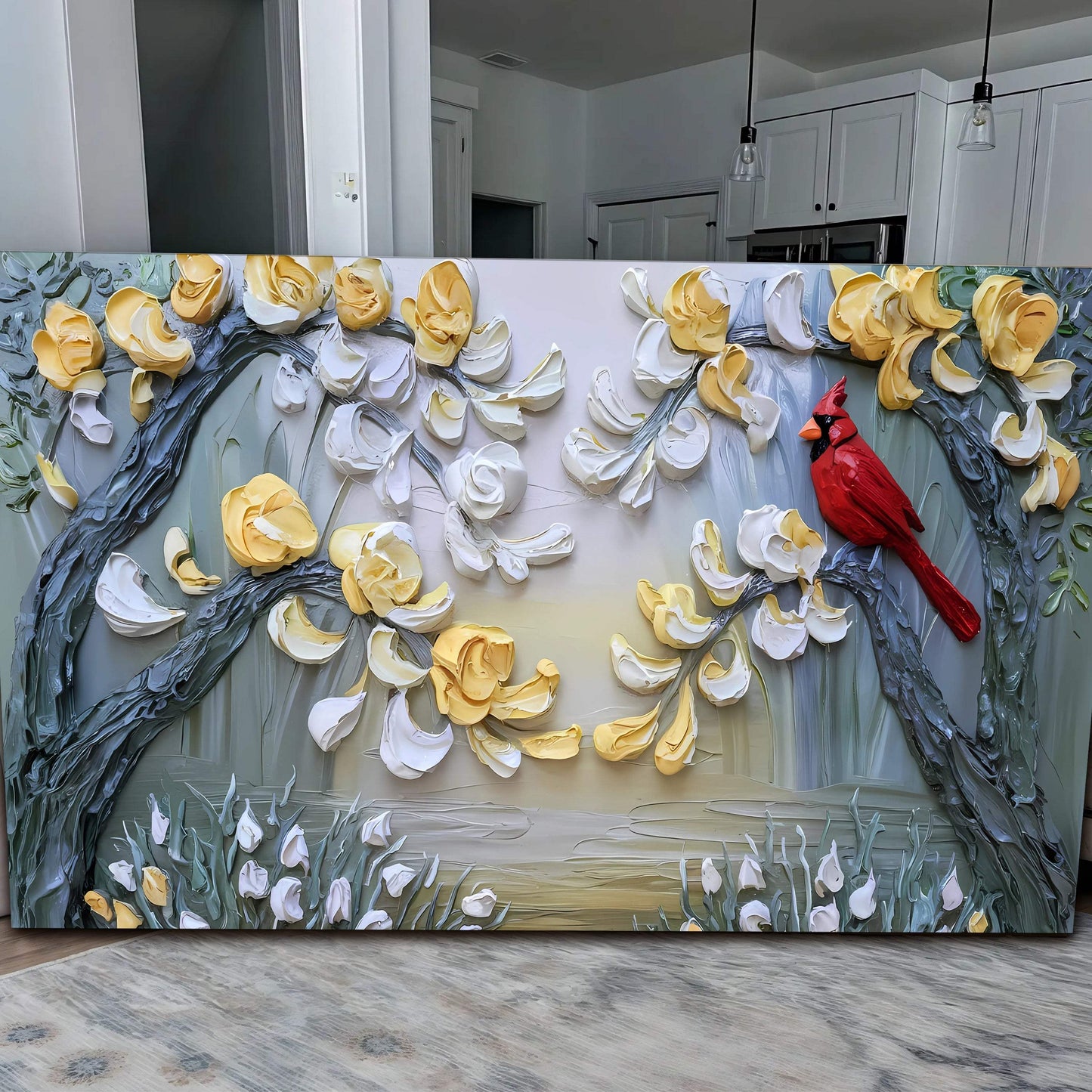 Golden Petals and Scarlet Wings Wall Art - Tailored Canvases - Flyclothing LLC