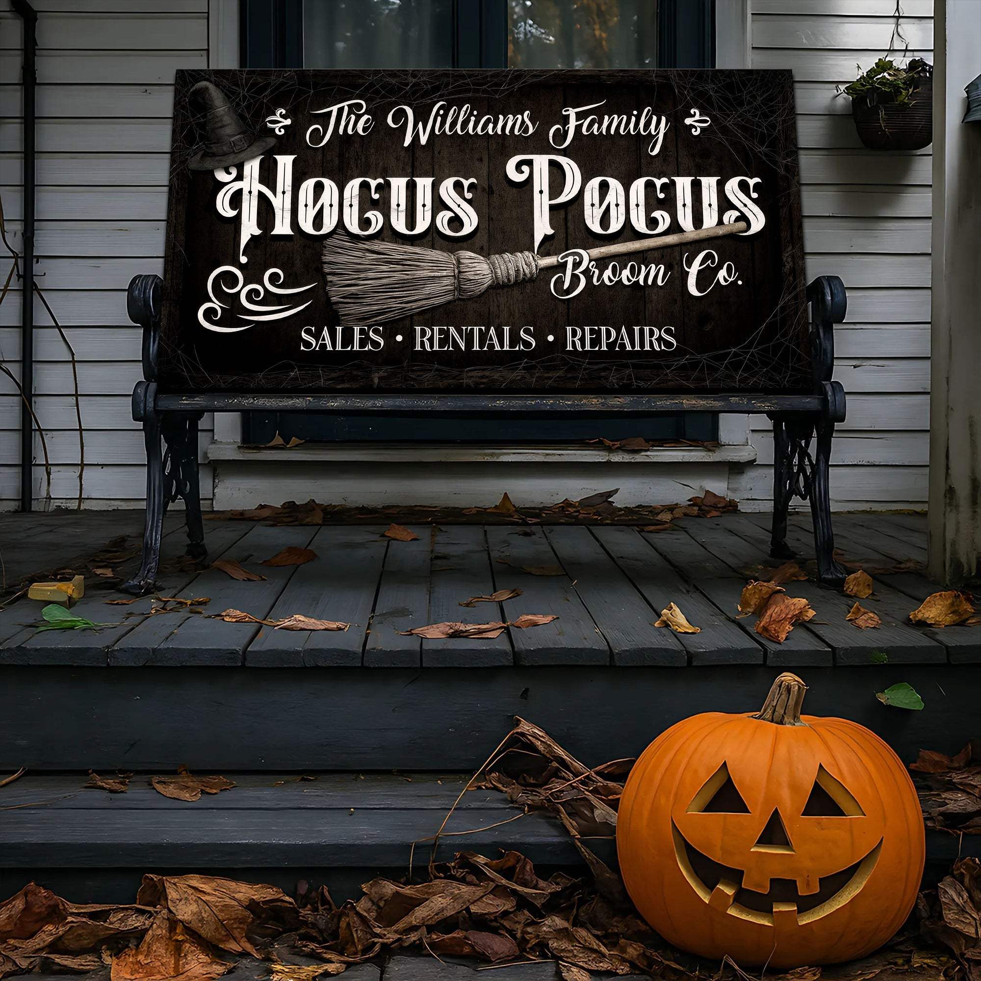 Personalized Hocus Pocus Broom Co. Wall Sign - Tailored Canvases - Flyclothing LLC