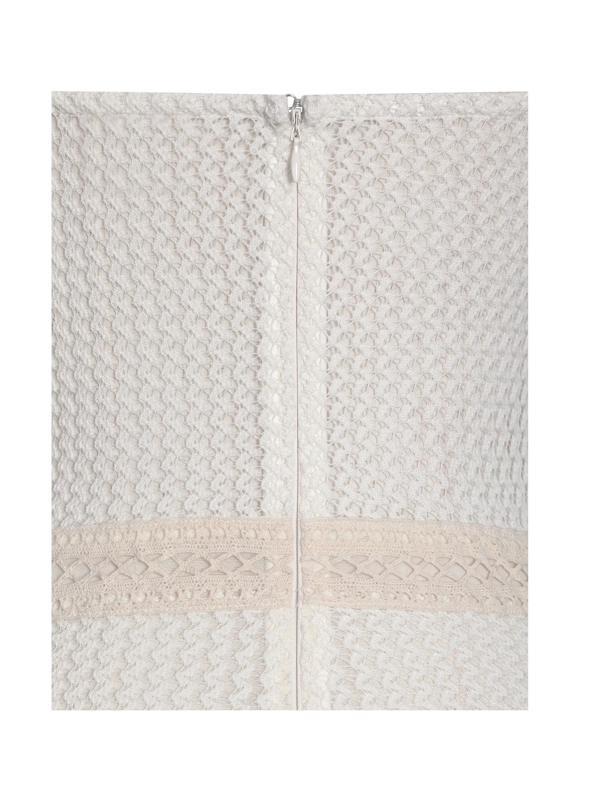 Pallas Beige Lace Trim Crochet Mermaid Maxi Dress - Miss Circle - Flyclothing LLC