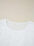 Eyelet Long Sleeve Blouse with Elastic Cuffs - Trendsi - Flyclothing LLC