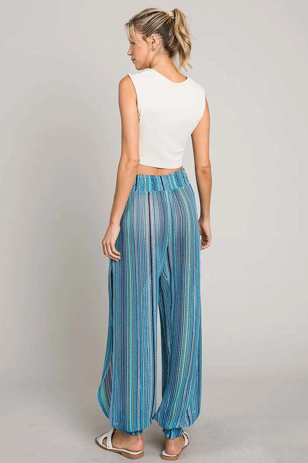 Cotton Bleu by Nu Label Striped Smocked Cover Up Pants - Trendsi - Flyclothing LLC