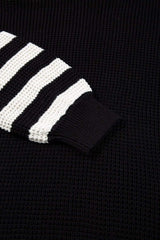 Striped & Checkered Turtleneck Dropped Shoulder Sweater - Trendsi - Flyclothing LLC