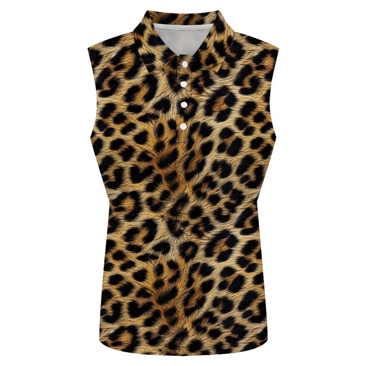 Baha Ranch Leopard Print Sleeveless Polo Top - Baha Ranch Western Wear - Flyclothing LLC