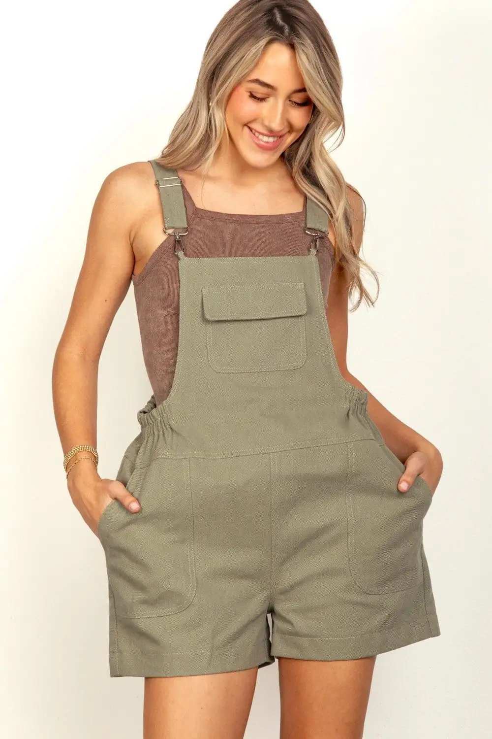 VERY J Adjustable Suspender Overalls with Pockets - Trendsi - Flyclothing LLC