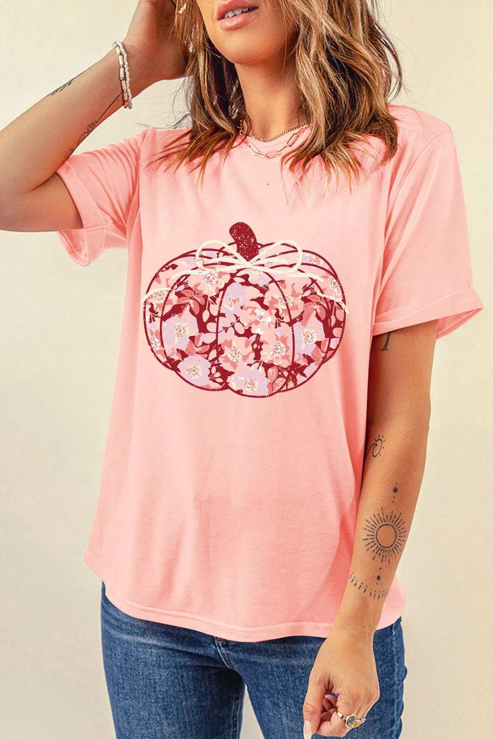 Pumpkin Graphic Round Neck Long Sleeve T-Shirt - Trendsi - Flyclothing LLC