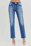 RISEN Mid Rise Ankle Tapered Jeans - Trendsi