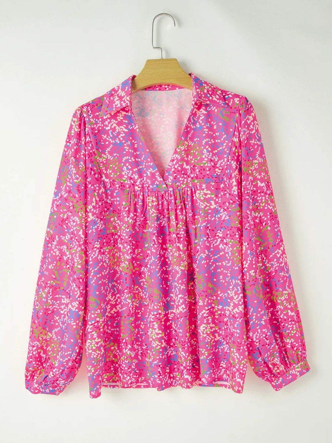 Printed Long Sleeve Blouse - Trendsi - Flyclothing LLC