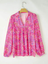 Printed Long Sleeve Blouse - Trendsi - Flyclothing LLC