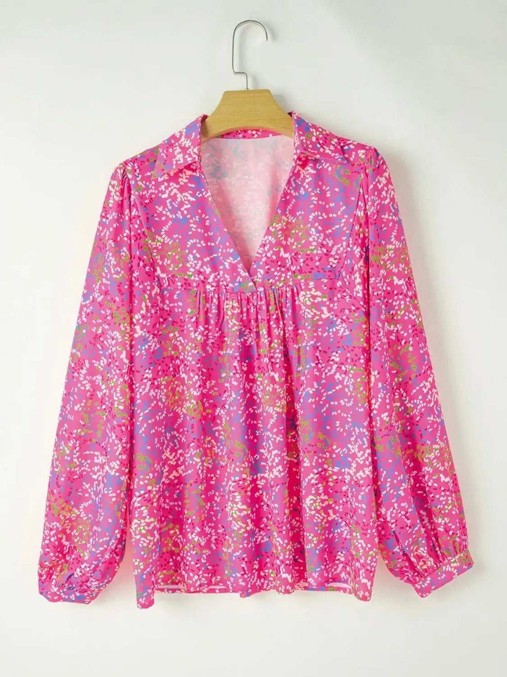 Printed Long Sleeve Blouse - Trendsi - Flyclothing LLC